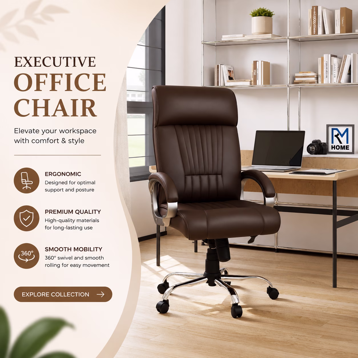 Ergonomic office chair in a modern workspace
